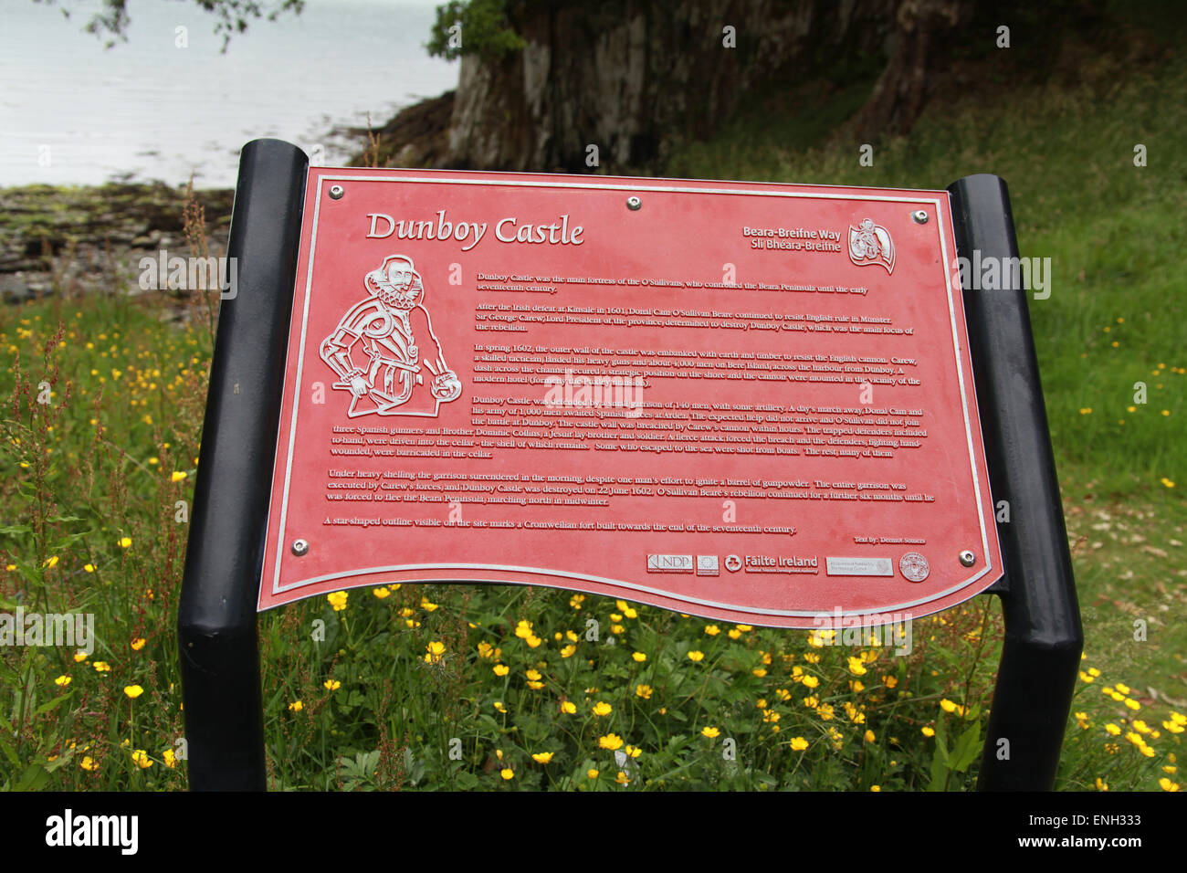 Information plaque at the ruins of Dunboy Castle on the Beara Peninsula