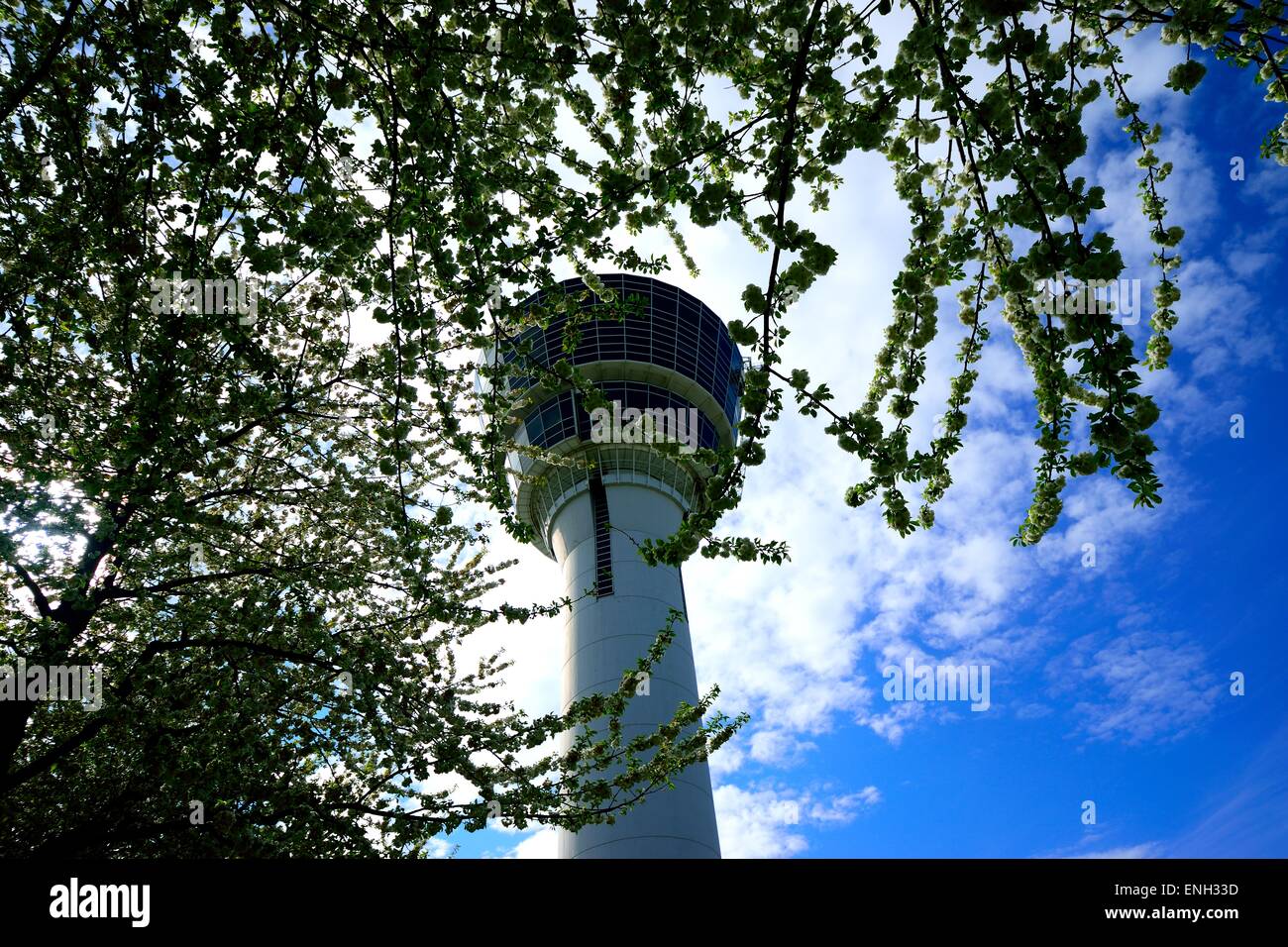 Air traffic control tower in Munich Airport Stock Photo