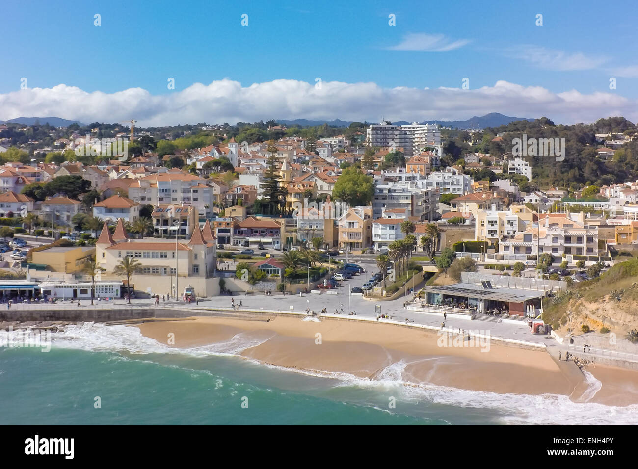 Aerial view of Estoril coastline near Lisbon in Portugal Stock Photo
