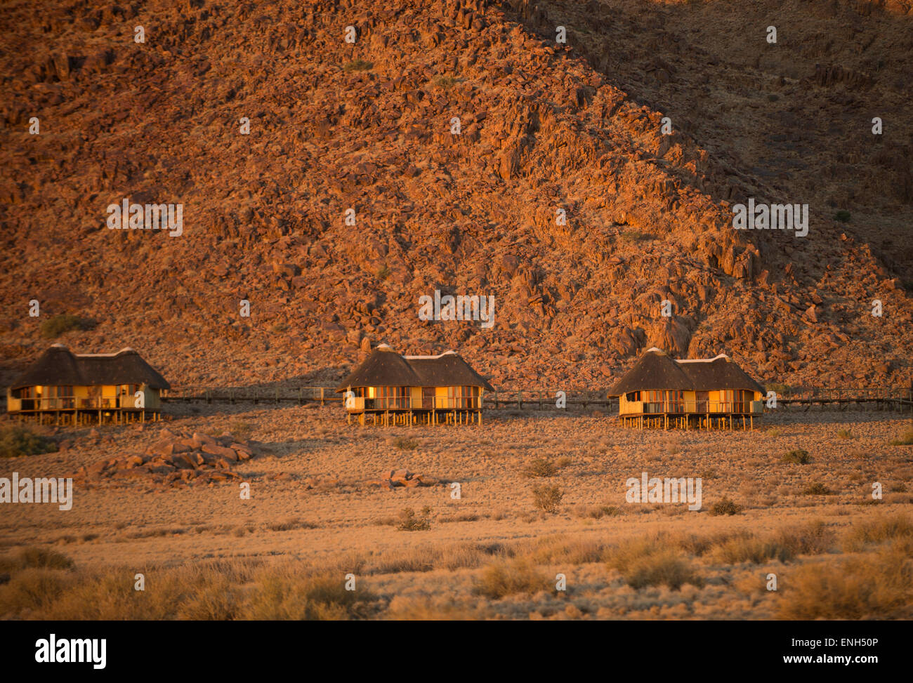 Africa, Namibia. Sossus Dune Lodge.  Namib Desert. Sossusvlei, Naukluft Park. Stock Photo