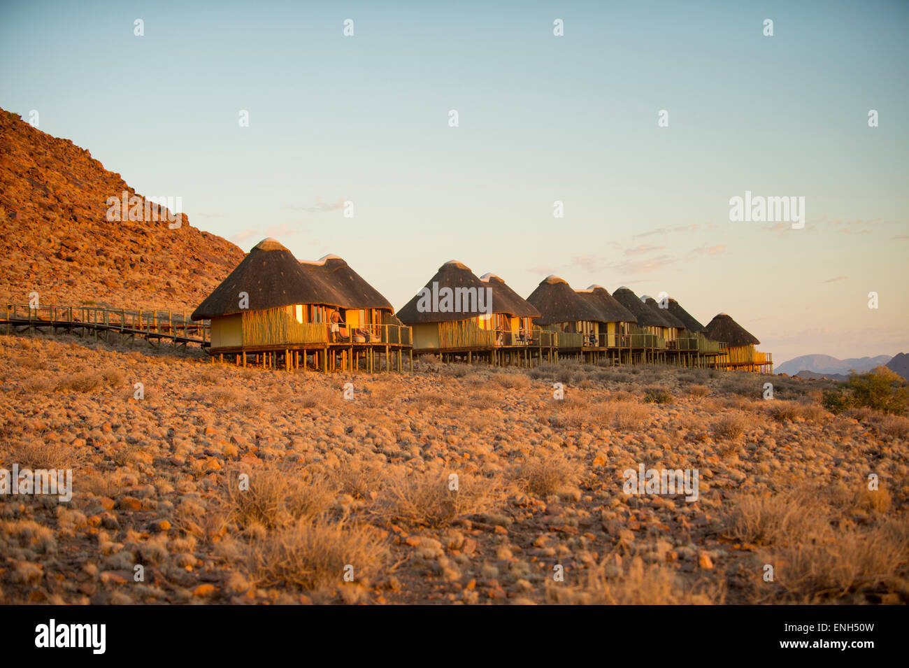 Africa, Namibia. Sossus Dune Lodge.  Namibia Desert. Sossusvlei, Naukluft Park. Stock Photo