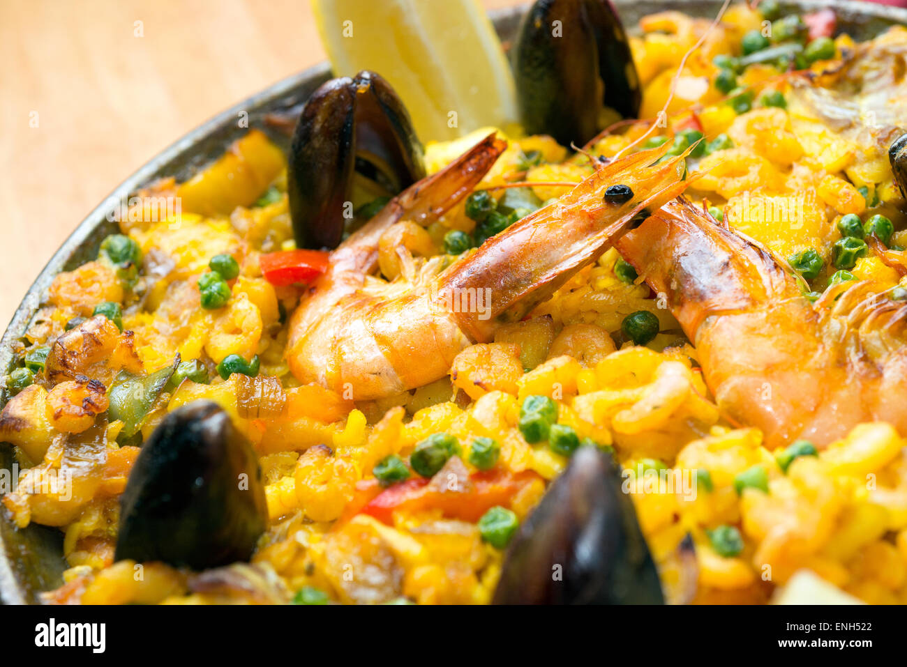Seafood paella Stock Photo