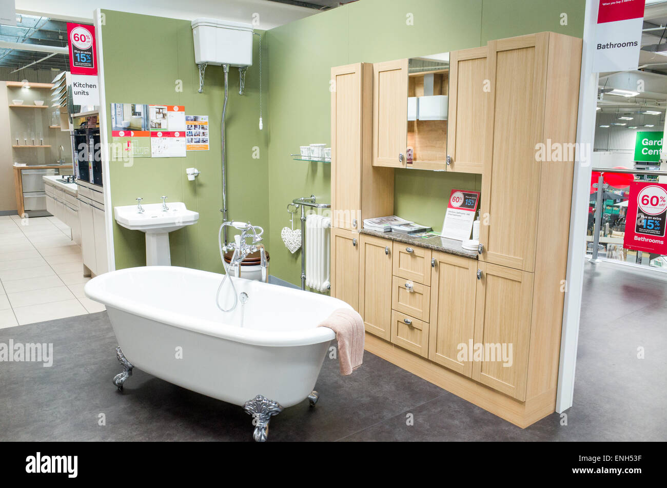 New bathrooms in Homebase store, England, UK Stock Photo Alamy