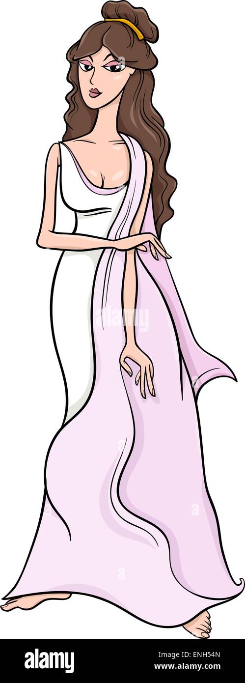 Cartoon Illustration of Mythological Greek Goddess Aphrodite Stock Vector