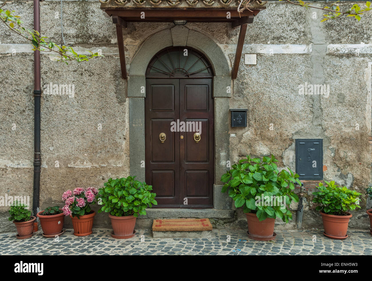 Front door of residence in Bolsena, Italy Stock Photo