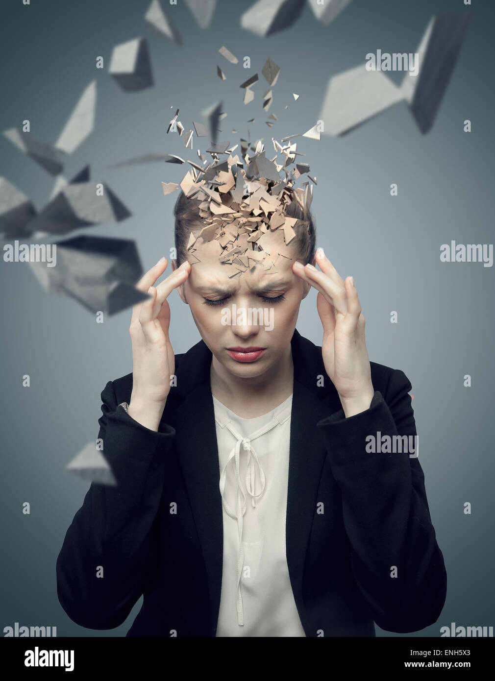 Smart businessman with a huge migraine Stock Photo