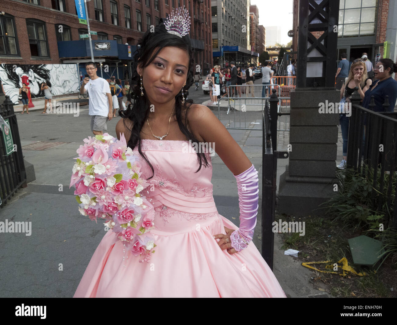 Young women in festive dress celebrate their 15th birthday, the Quinceanera  or Quince, Stock Photo, Picture And Rights Managed Image. Pic. IBR-4346005