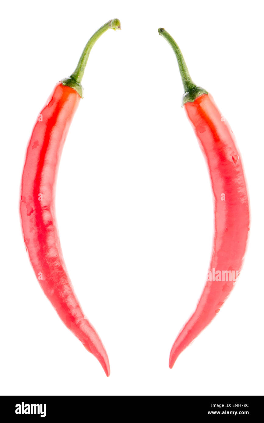 Red chilli peppers isolated on white background Stock Photo - Alamy