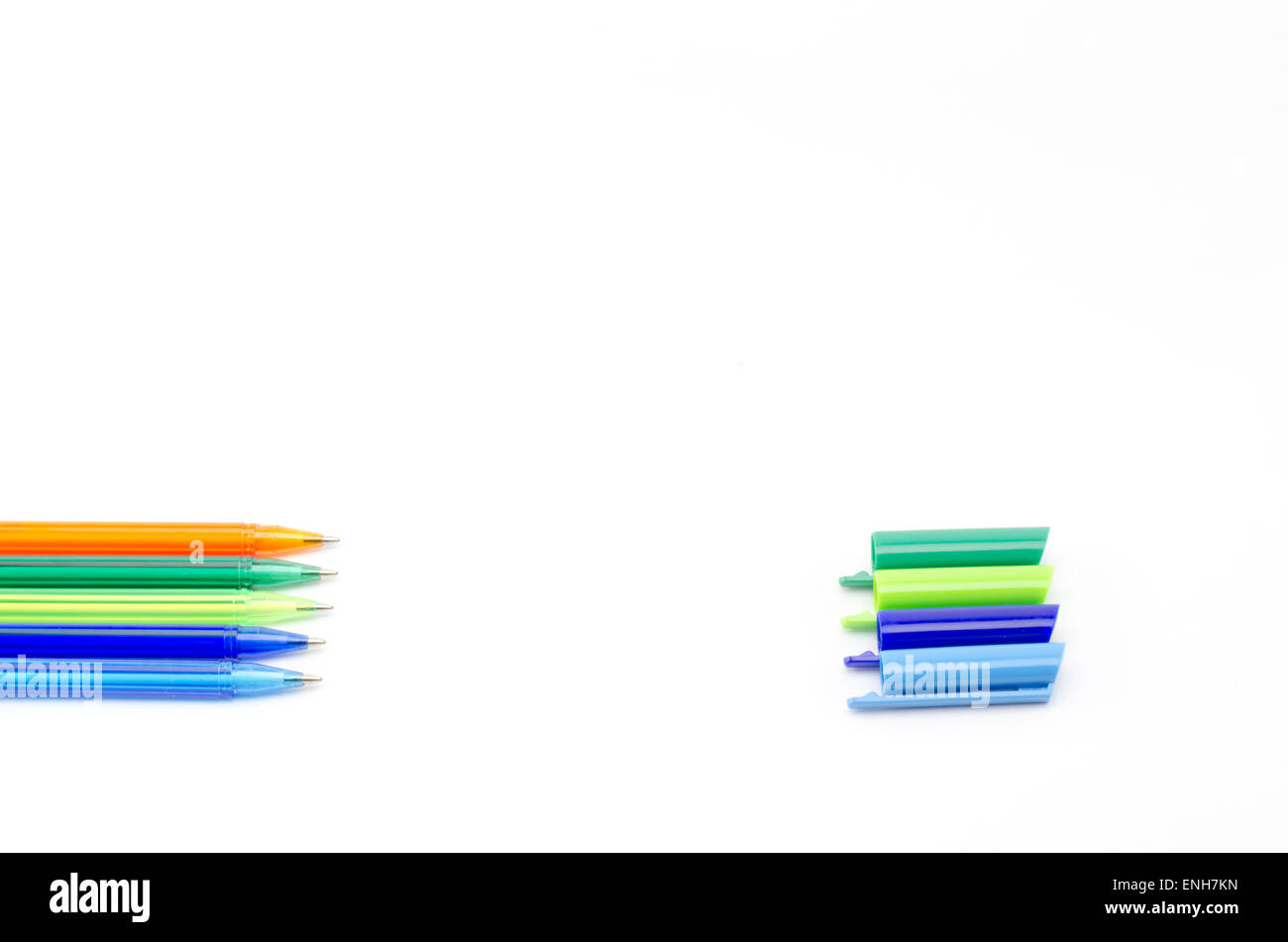 colorful pens isolated on white background Stock Photo