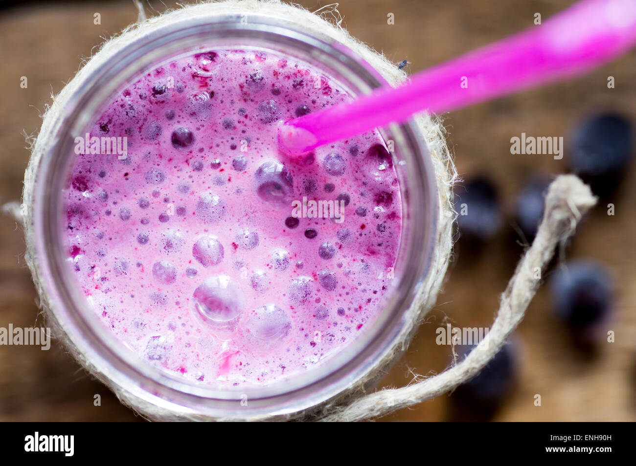 Smoothies with currants close-up top view Stock Photo