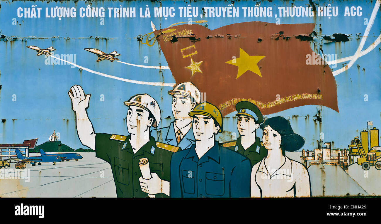 Propaganda billbord,Hanoi,Vietnam Stock Photo