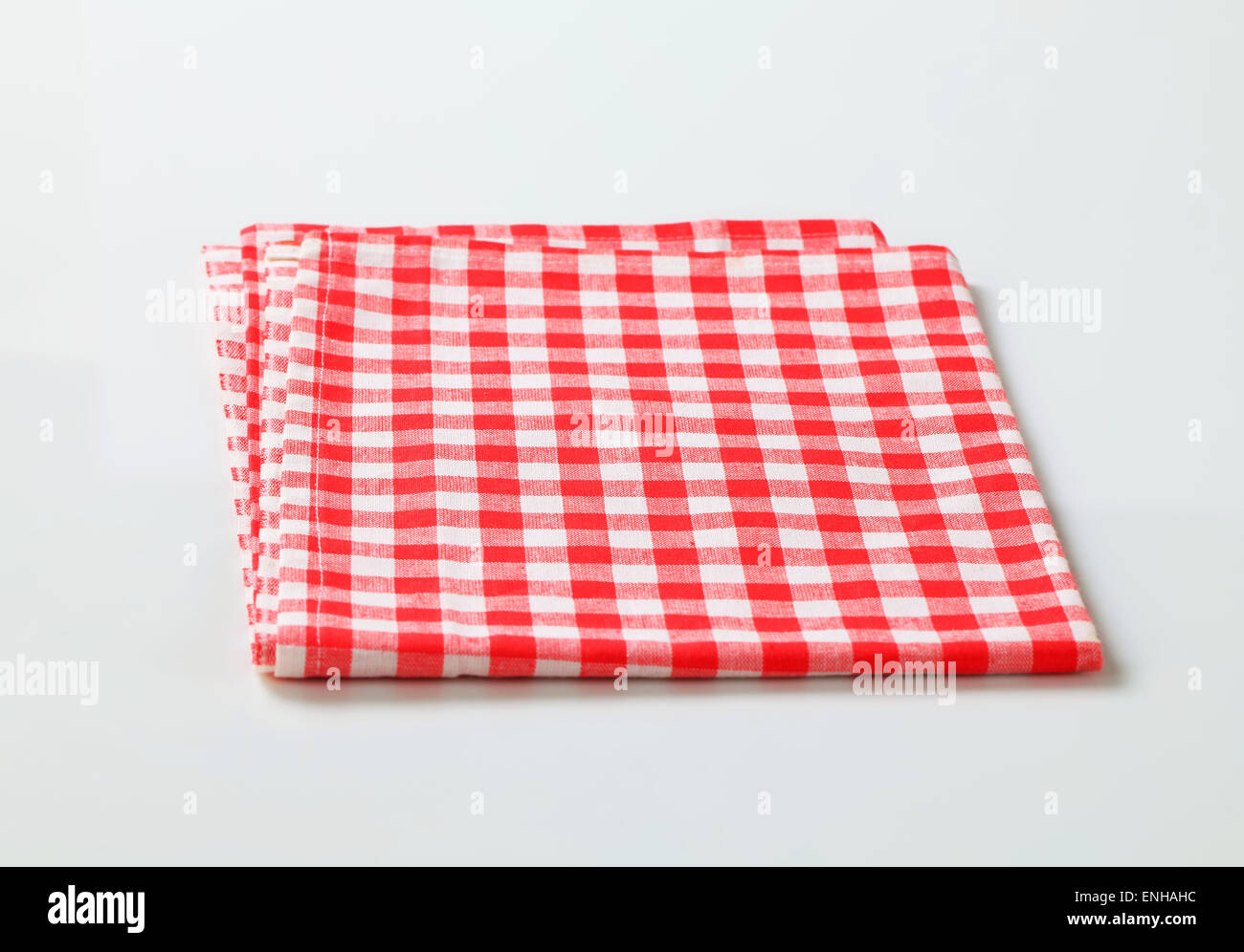 Red and white checked table linen Stock Photo