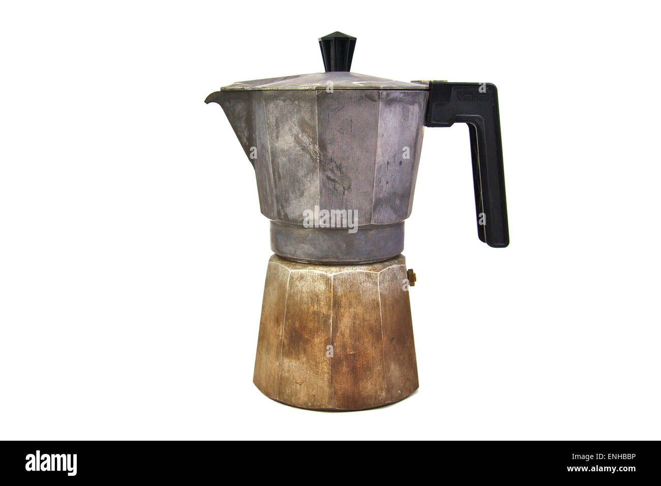 Old, used and rusty italian coffee maker isolated on white background Stock  Photo - Alamy