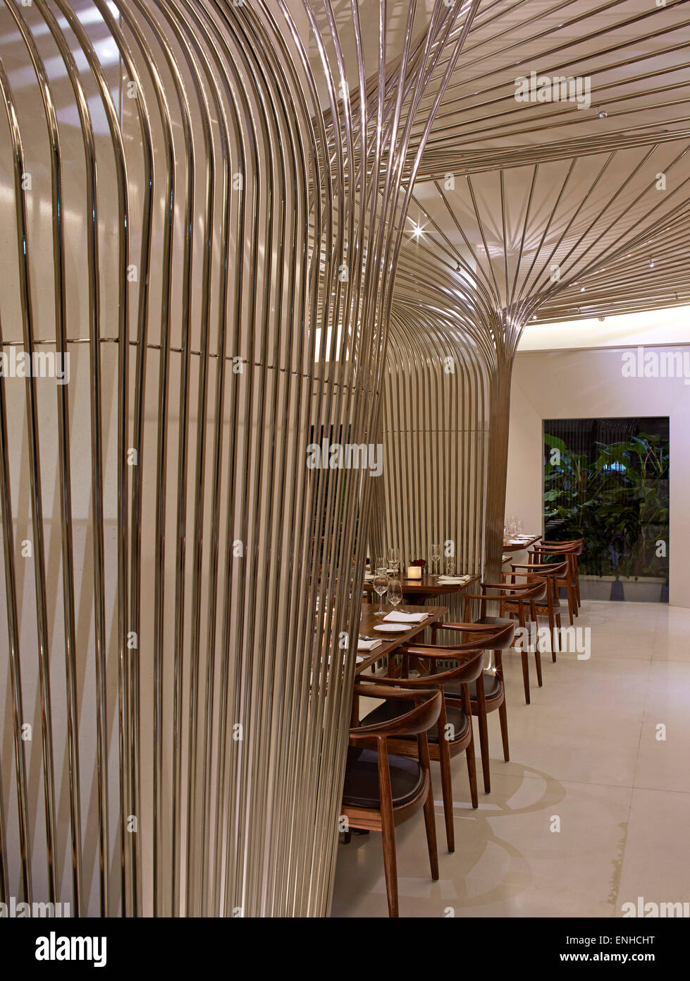 Overall interior view. Tote Bandra Restaurant, Mumbai, India. Architect: SP+A, 2015. Stock Photo