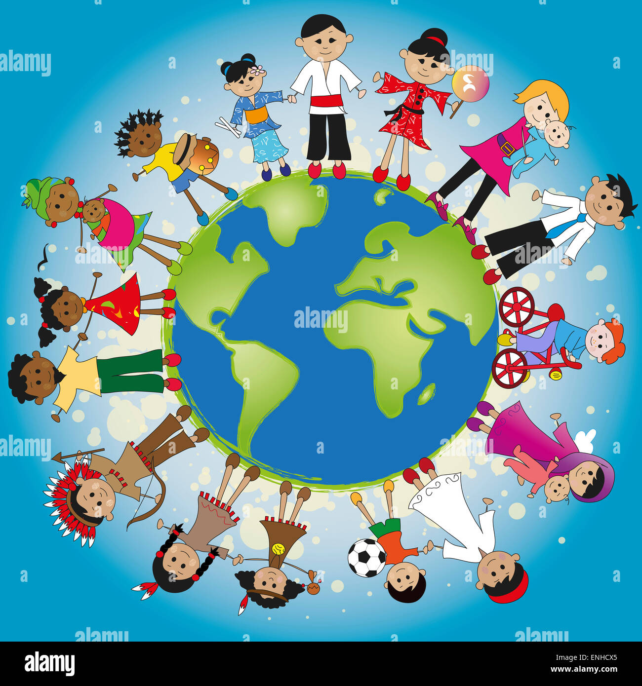 illustration of different family around the world Stock Photo - Alamy