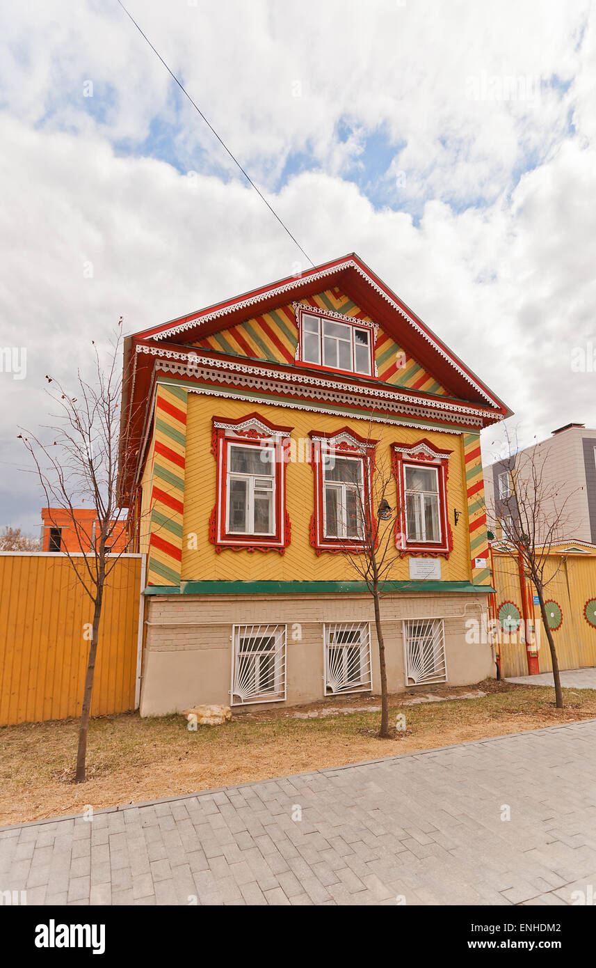 House of merchants Isanbaev (circa XIX c.) in Kazan city, Republic of Tatarstan, Russia. Local landmark Stock Photo