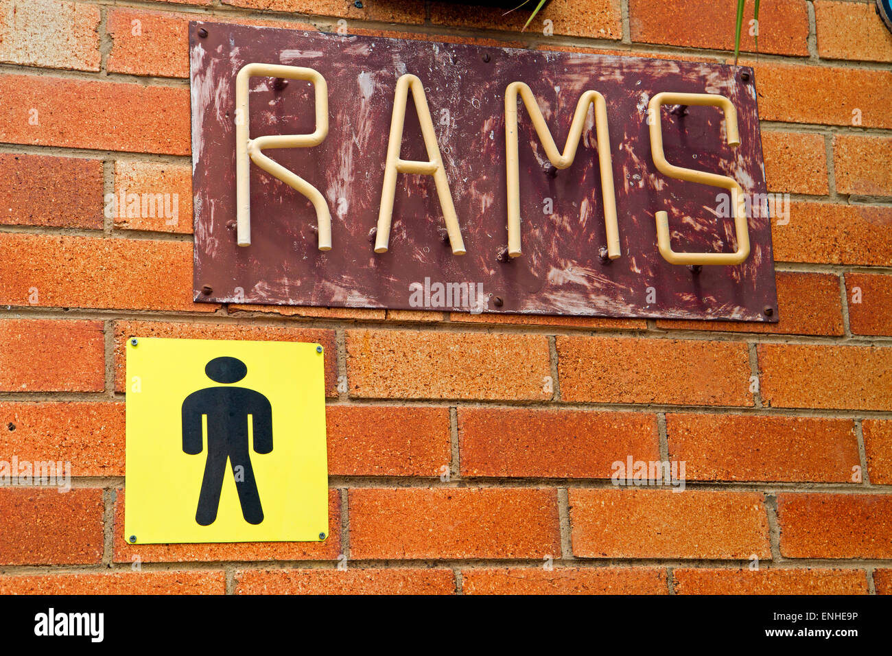 Sign on public toilets in Winton Stock Photo