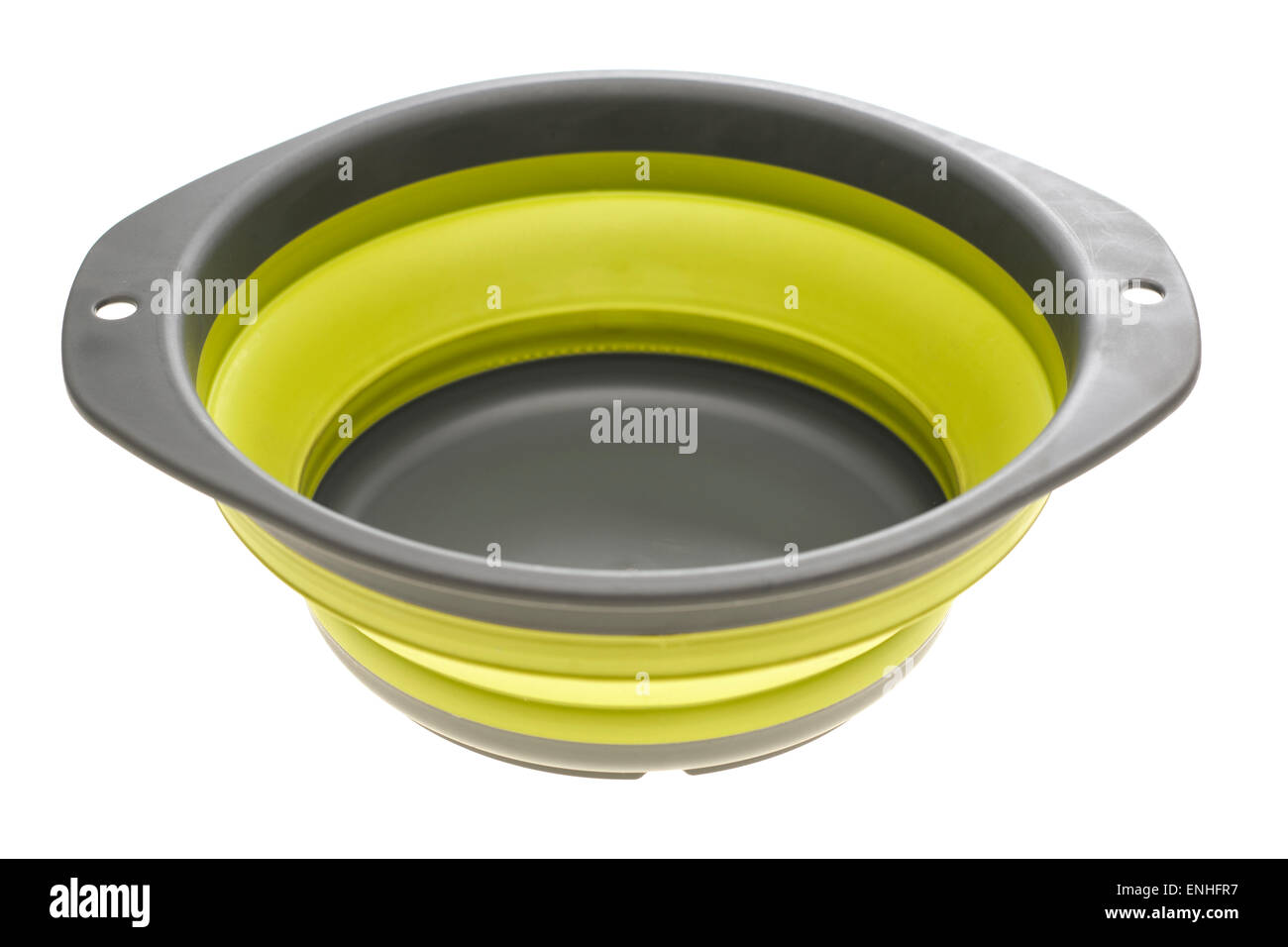 Collapsible camping silicone bowl Stock Photo