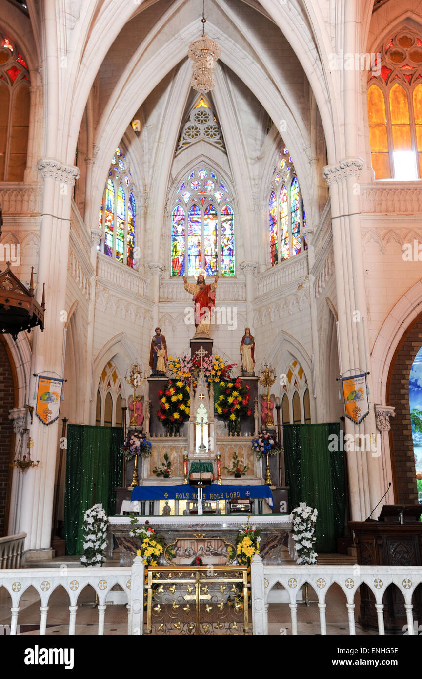 The interiors of St. Philomena's Cathedral at Mysore on India Stock Photo