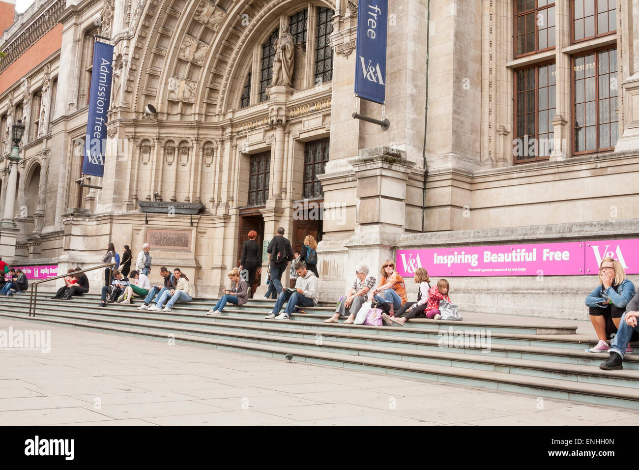 Outside view of the Victoria and Albert Museum entrance, London, UK. Stock Photo