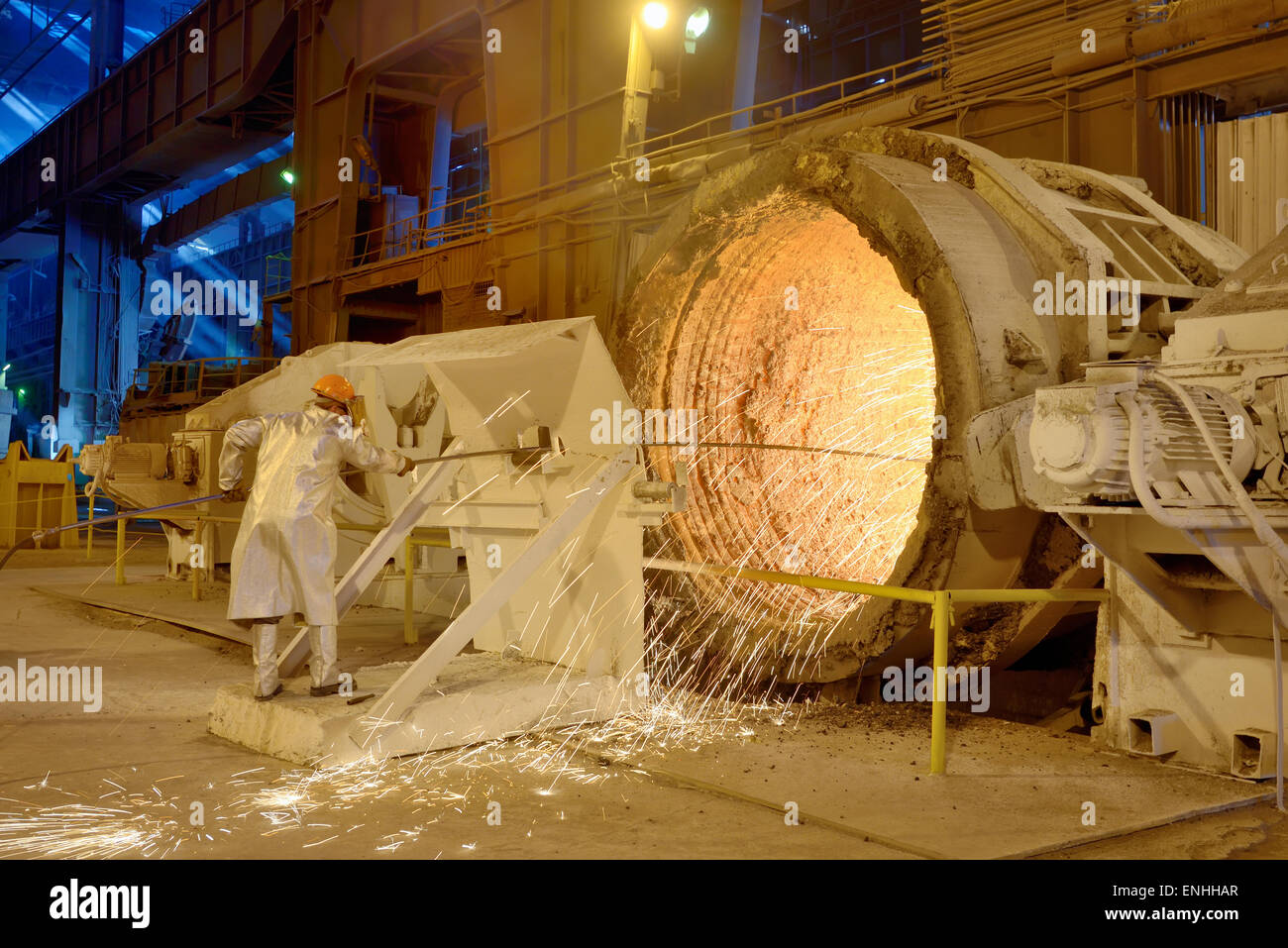 Clean Ladle of molten steel inside of steel plant Stock Photo