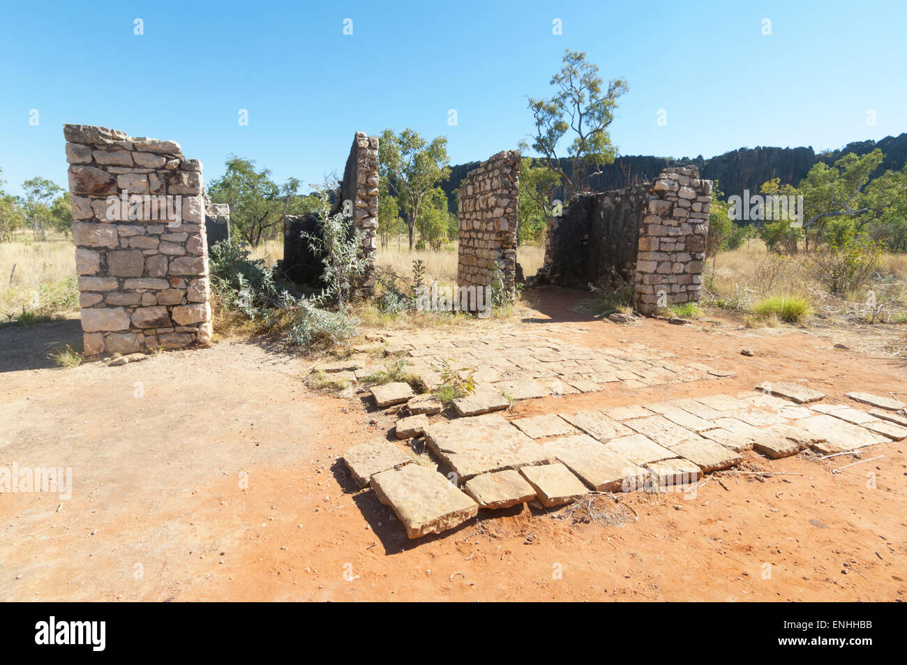 Ruins of Lillimulura Station where Jandamarra, aka 'Pigeon', killed Policeman Richardson, Kimberley, Western Australia, WA, Australia Stock Photo
