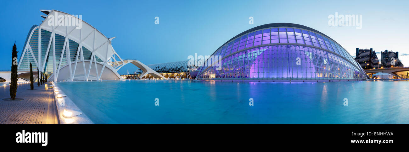 The City of Arts and Sciences,  Science Museum Prince Philip and  The Hemisferic, Valencia, Spain Stock Photo