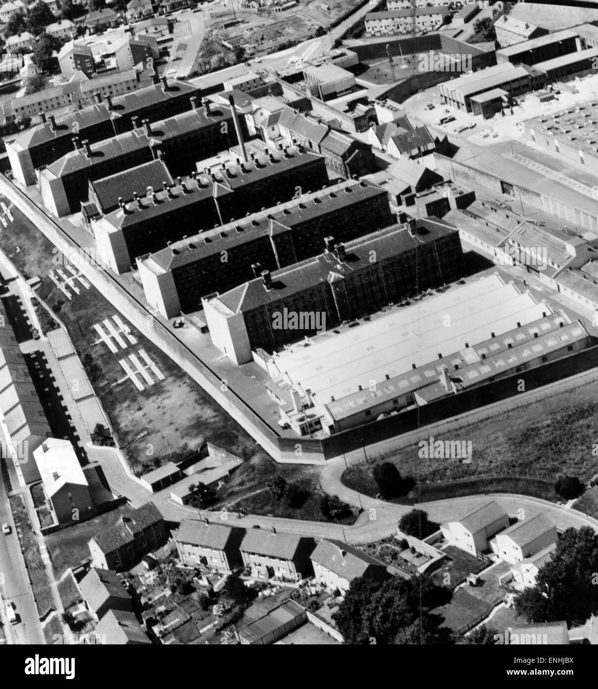 Aerial of HMP Barlinnie Prison 1987. Stock Photo