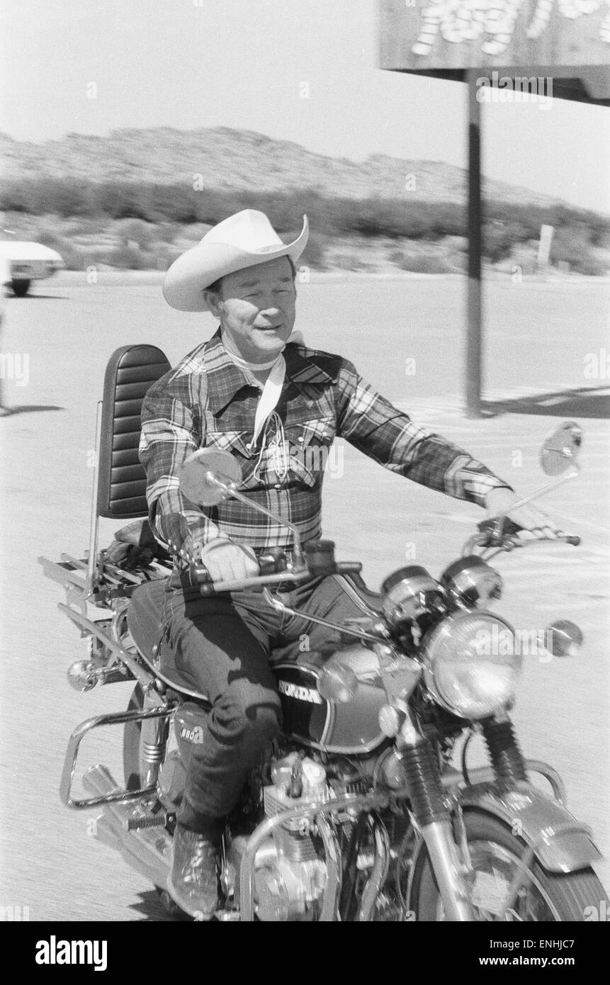 Actor Roy Rogers known as the singing cowboy seen here on a Honda