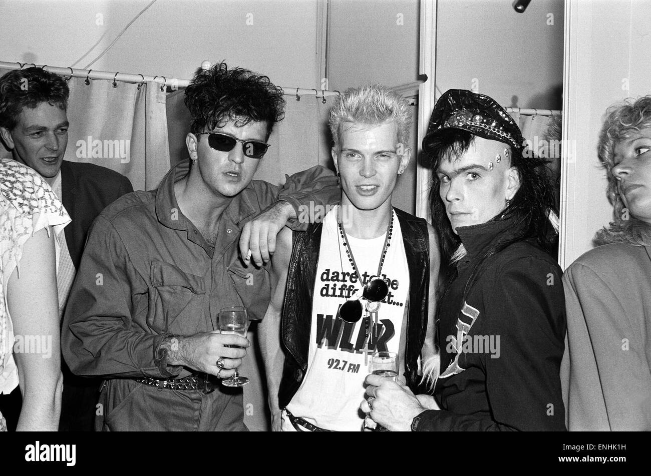 Ace fashion shop, King's Road, Chelsea holds a party for it's show biz clients. Steve Strange, Billy Idol and Paul Tok. 25th September 1982. Stock Photo