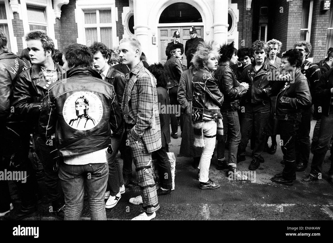Punk rockers march in London. 3rd February 1980. Stock Photo