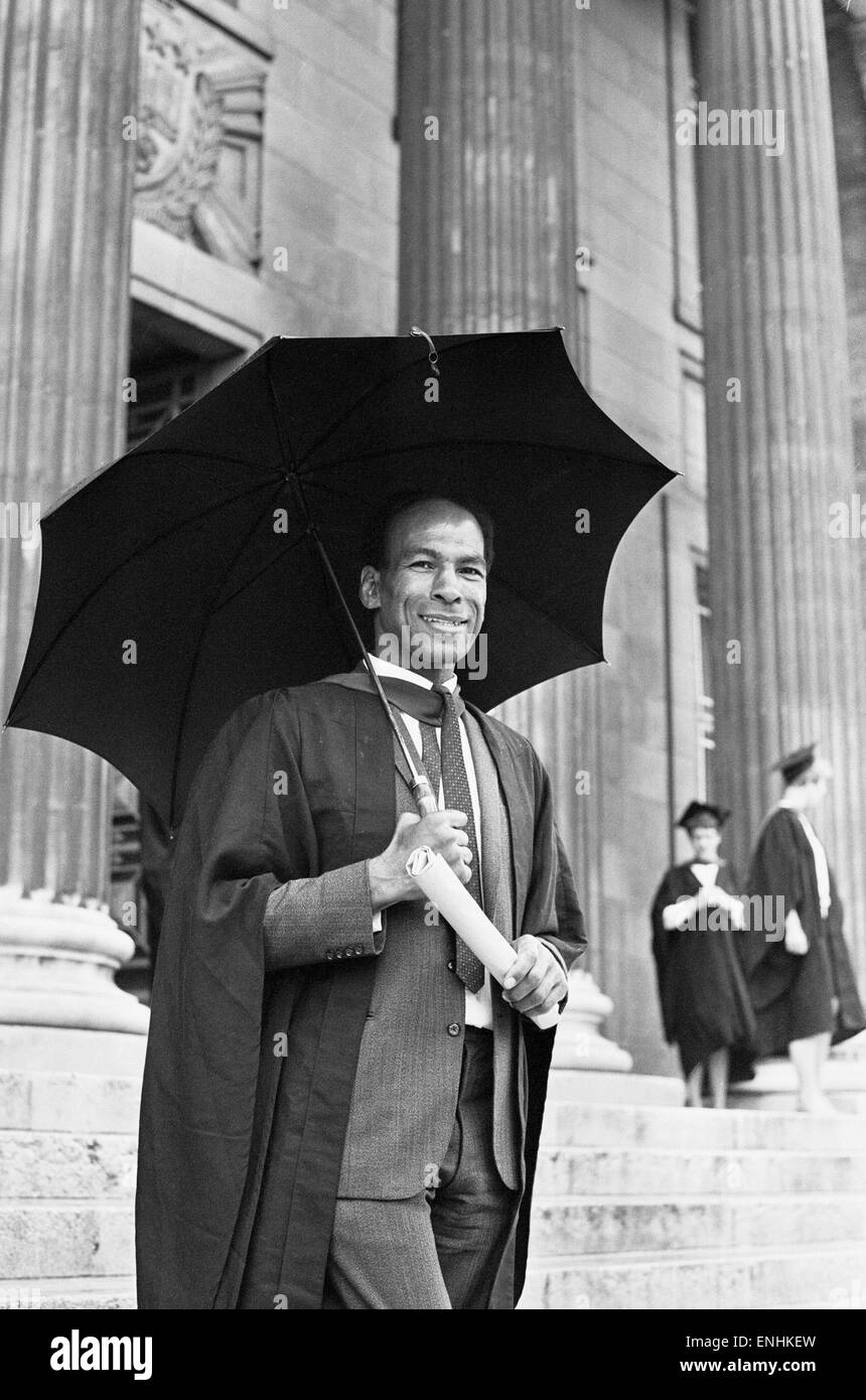 Cec Thompson (39), former Great Britain and Ireland professional Rugby League player, pictured after receiving Economics Degree from the University of Leeds, July 1968. Stock Photo