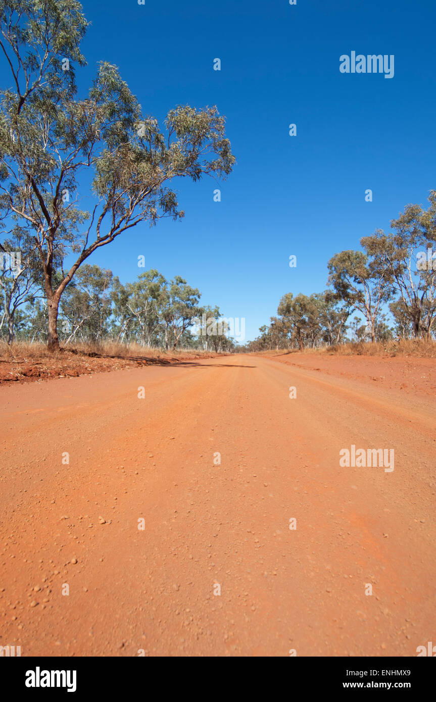 Red dirt of the Gibb River Road, Kimberley, Outback, Western Australia, WA, Australia Stock Photo