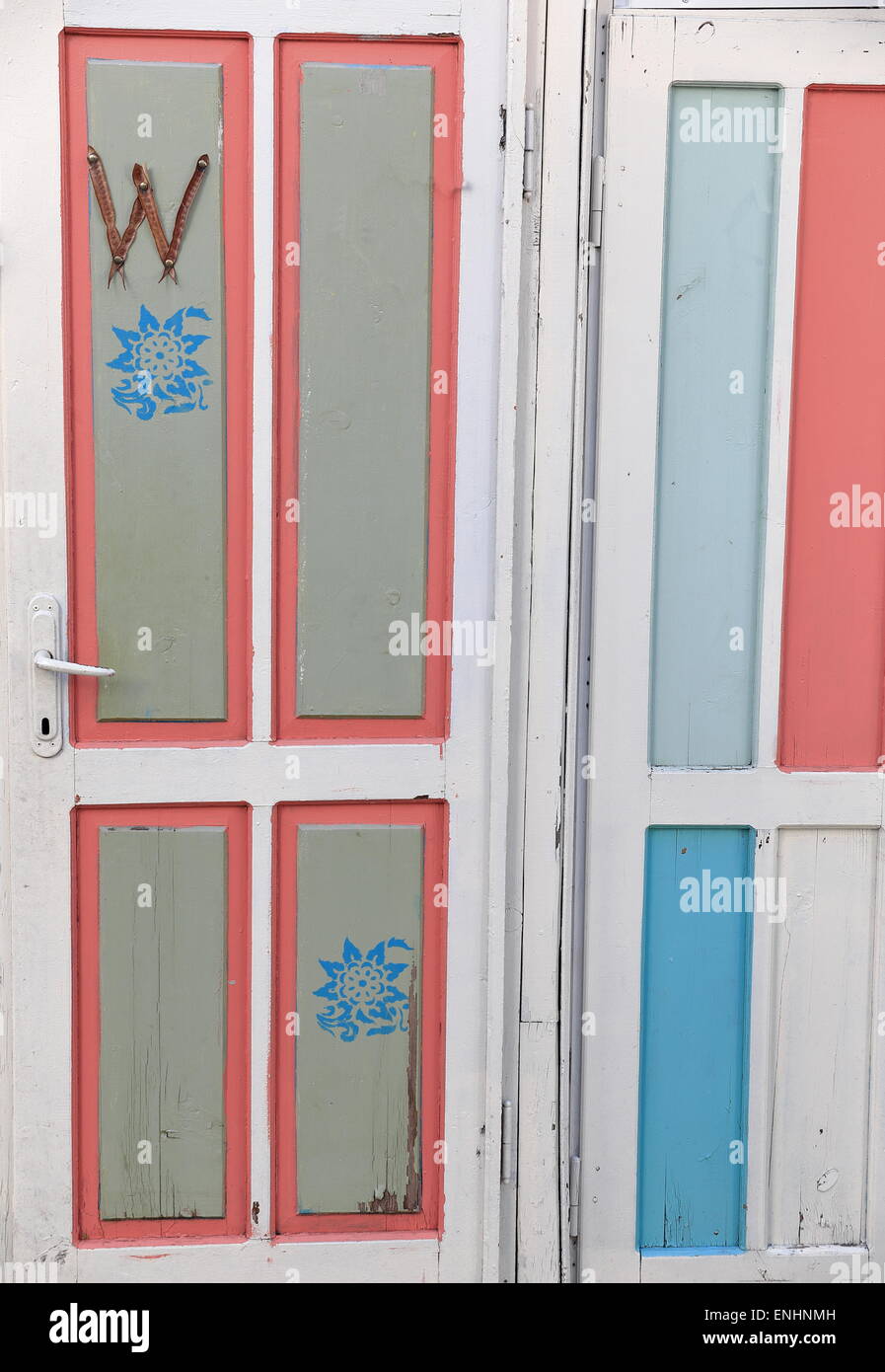 Pink door-Kas-Turkey Stock Photo