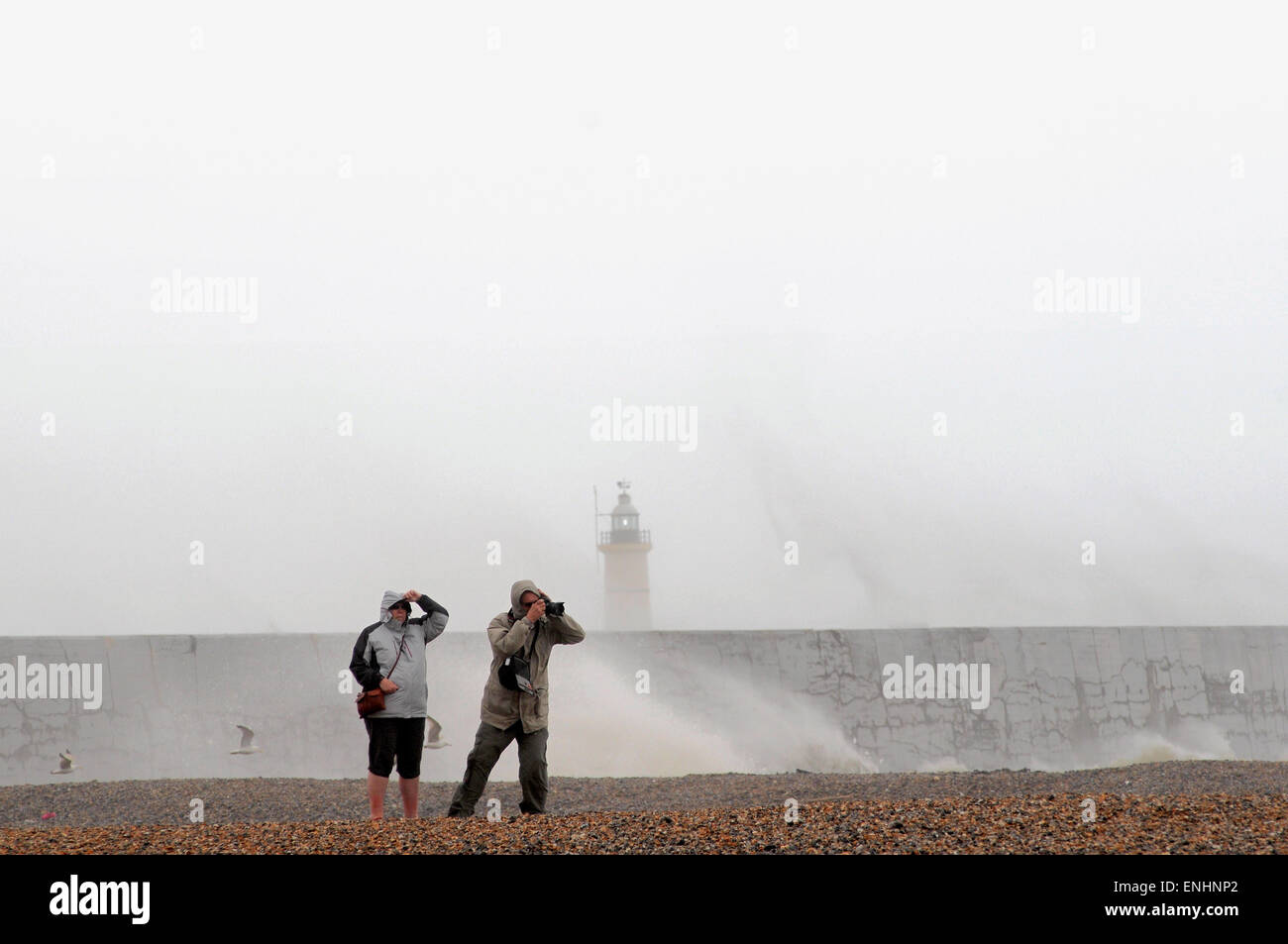 Newhaven, East Sussex, UK. 6th May, 2015. UK Weather: Stormy conditions as wind increases on the South Coast Stock Photo