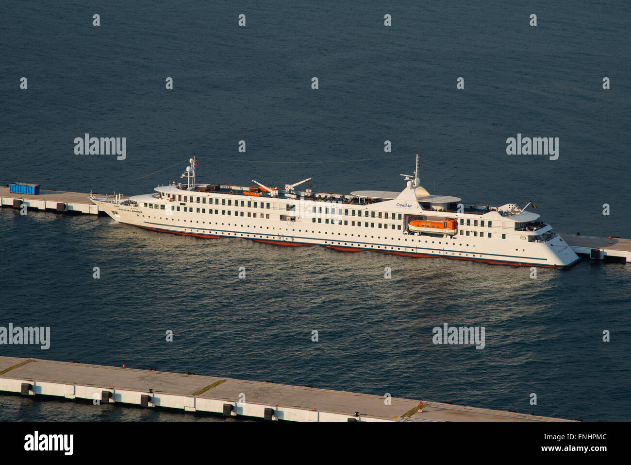 Cruise ship, La Belle De L'Adriatique, at Kusadasi, a frequent stop for cruise liners with  passengers visiting  nearby Ephesus Stock Photo