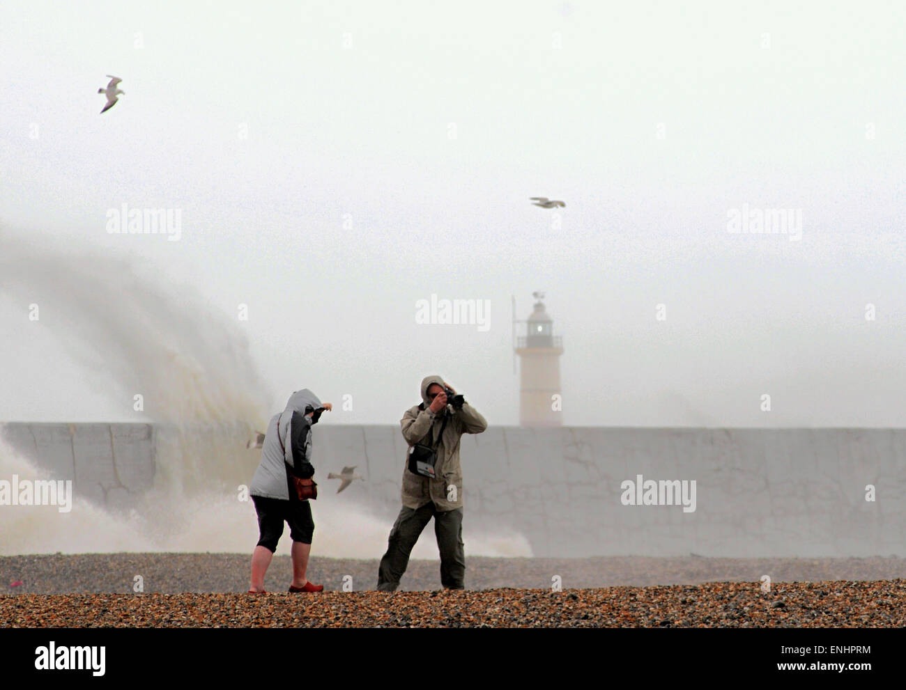 Newhaven, East Sussex, UK. 6th May, 2015. UK Weather: Stormy conditions as wind increases on the South Coast Stock Photo
