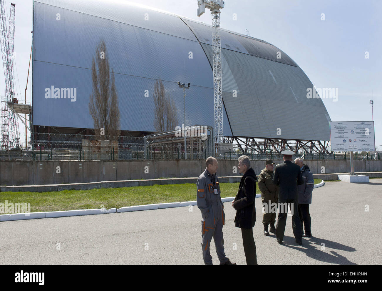 Chernobyl, Ukraine. 23rd Apr, 2015. A new secure dome will be built for