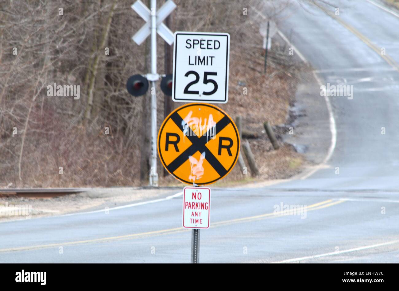 Rail road sign Stock Photo - Alamy