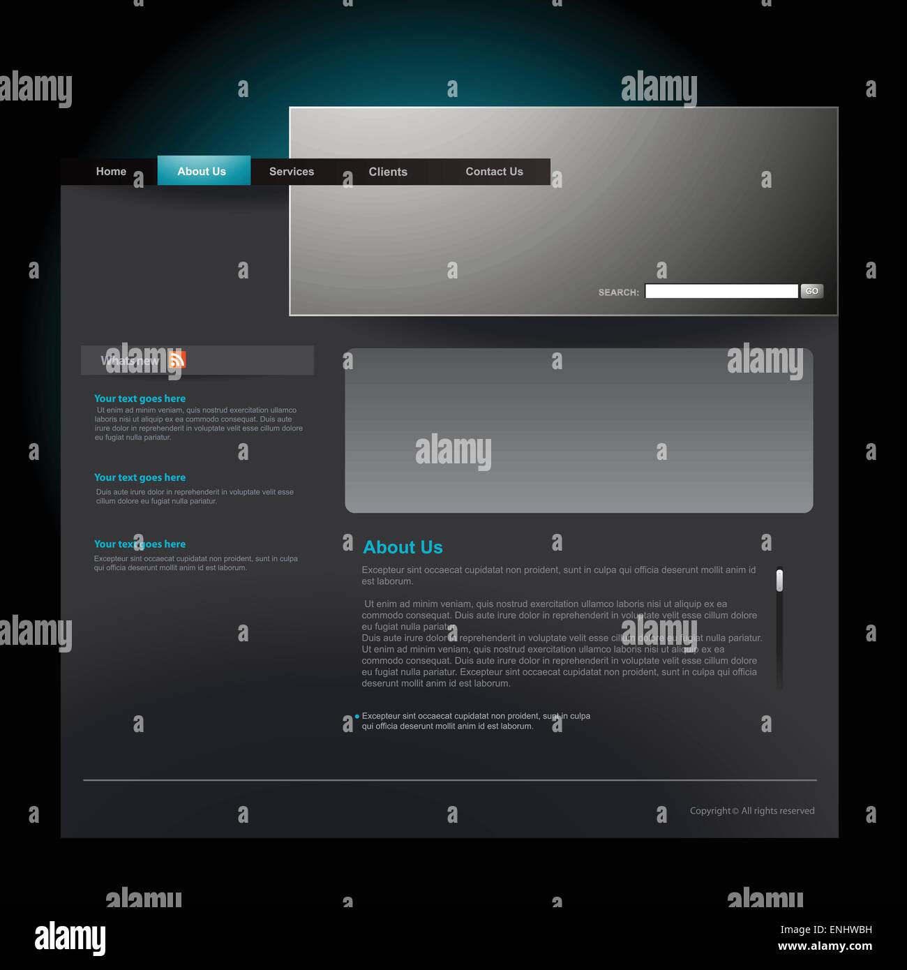 vector editable website template in dark theme Stock Vector Image & Art ...