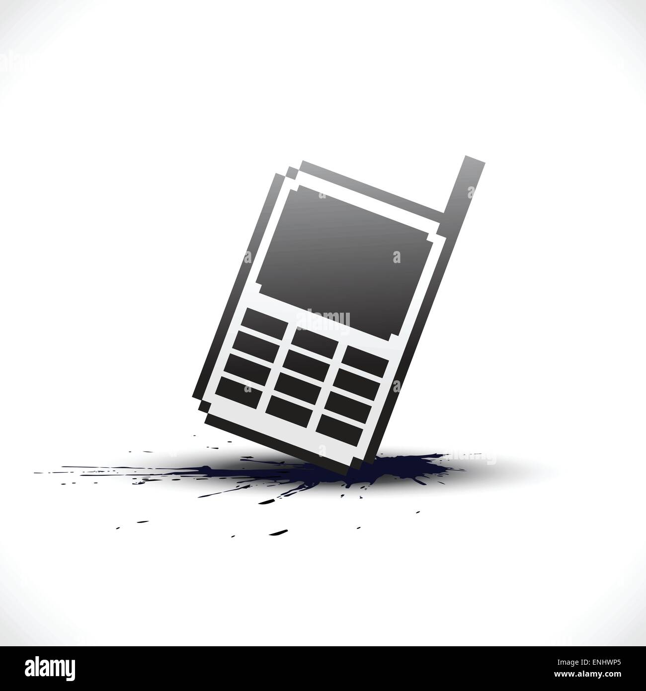 vectoe pixel phone on grungy background Stock Vector