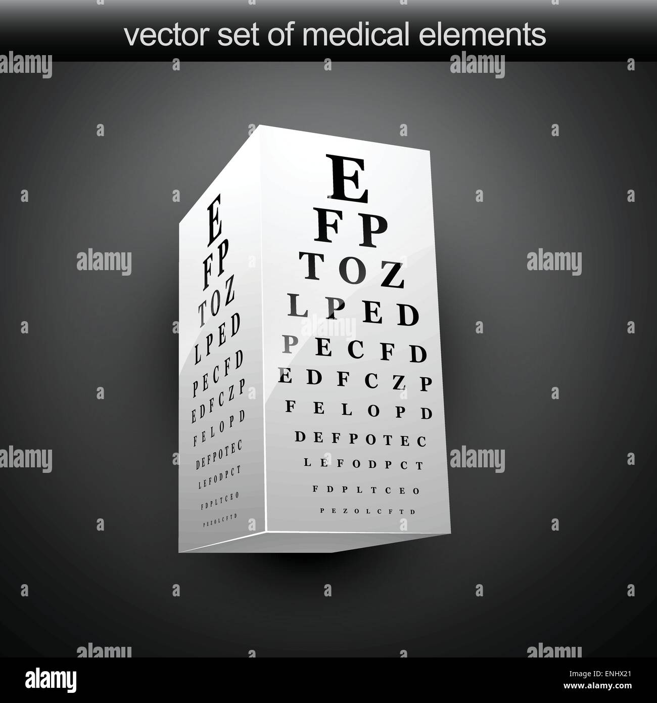 vector eye chart illustration in 3d Stock Vector