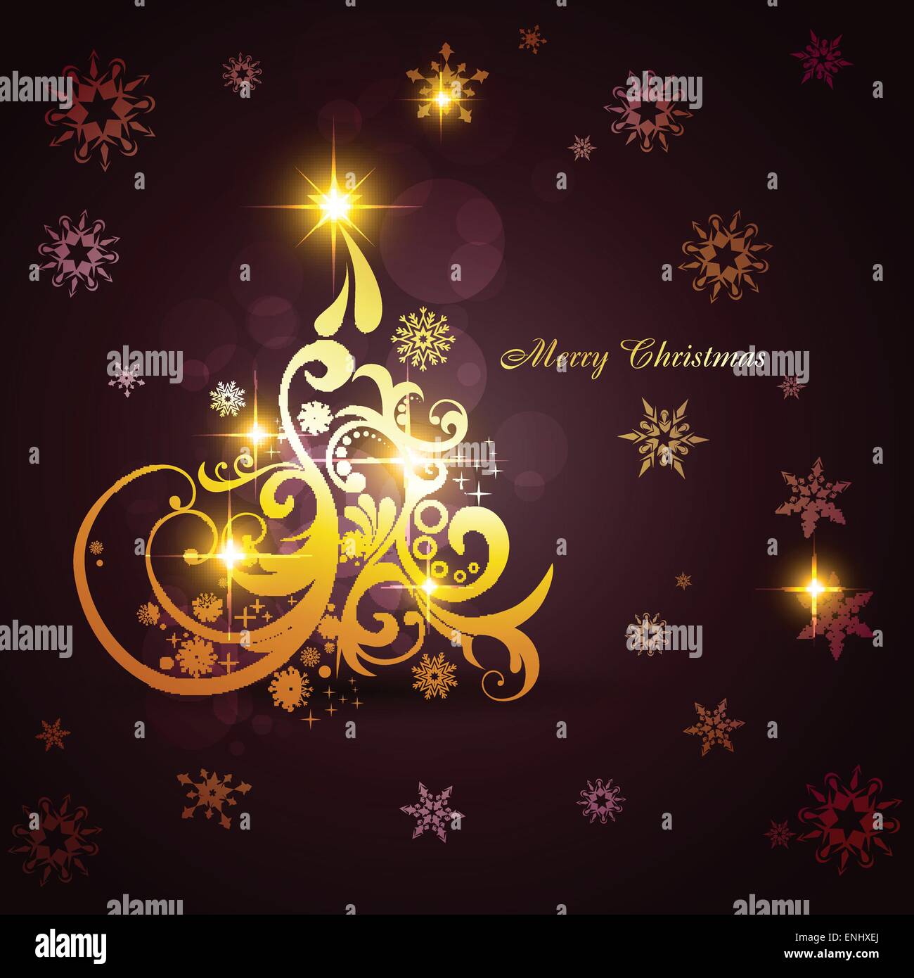 beautiful golden artistic christmas tree illustration Stock Vector ...