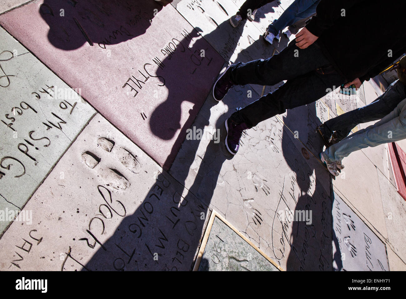 U.S.A., California, Los Angeles, Hollywood, hand and foot prints of celebrities outside the Grauman's Chinese Theatre Stock Photo