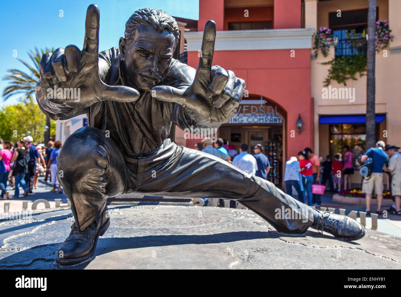 U.S.A., California, Los Angeles, Hollywood, filmmaker statue in the Universal Studios Stock Photo