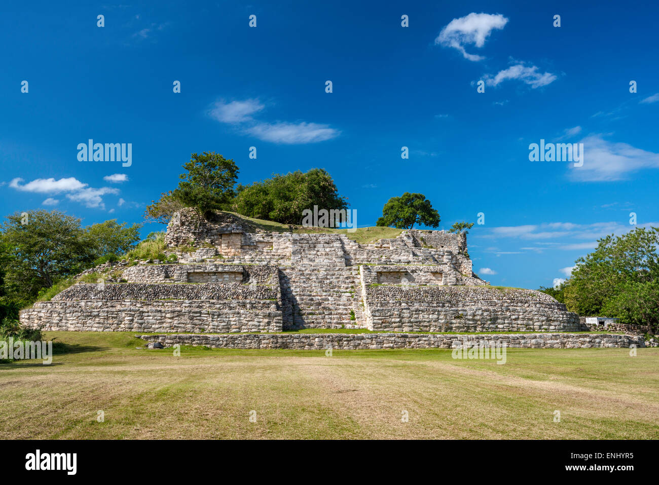 Maya pyramid ruins at Ake, Yucatan, Mexico Stock Photo