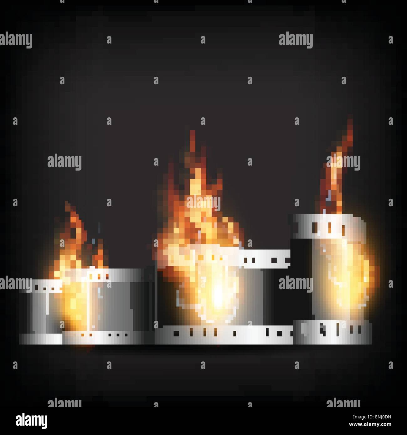 vector film reel in burning style background Stock Vector Image & Art