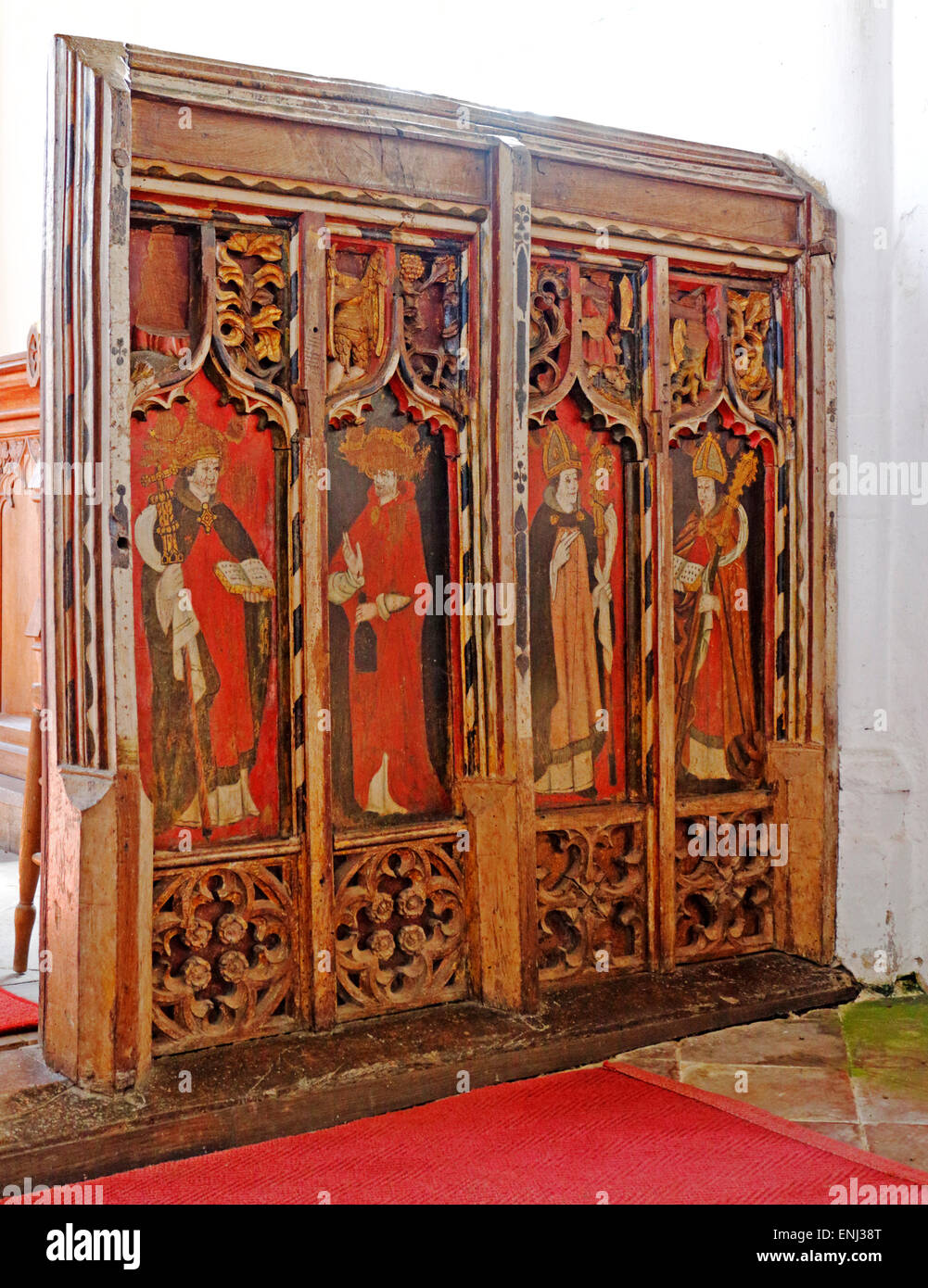 A rood screen in the parish church of All Saints at Morston, Norfolk, England, United Kingdom. Stock Photo