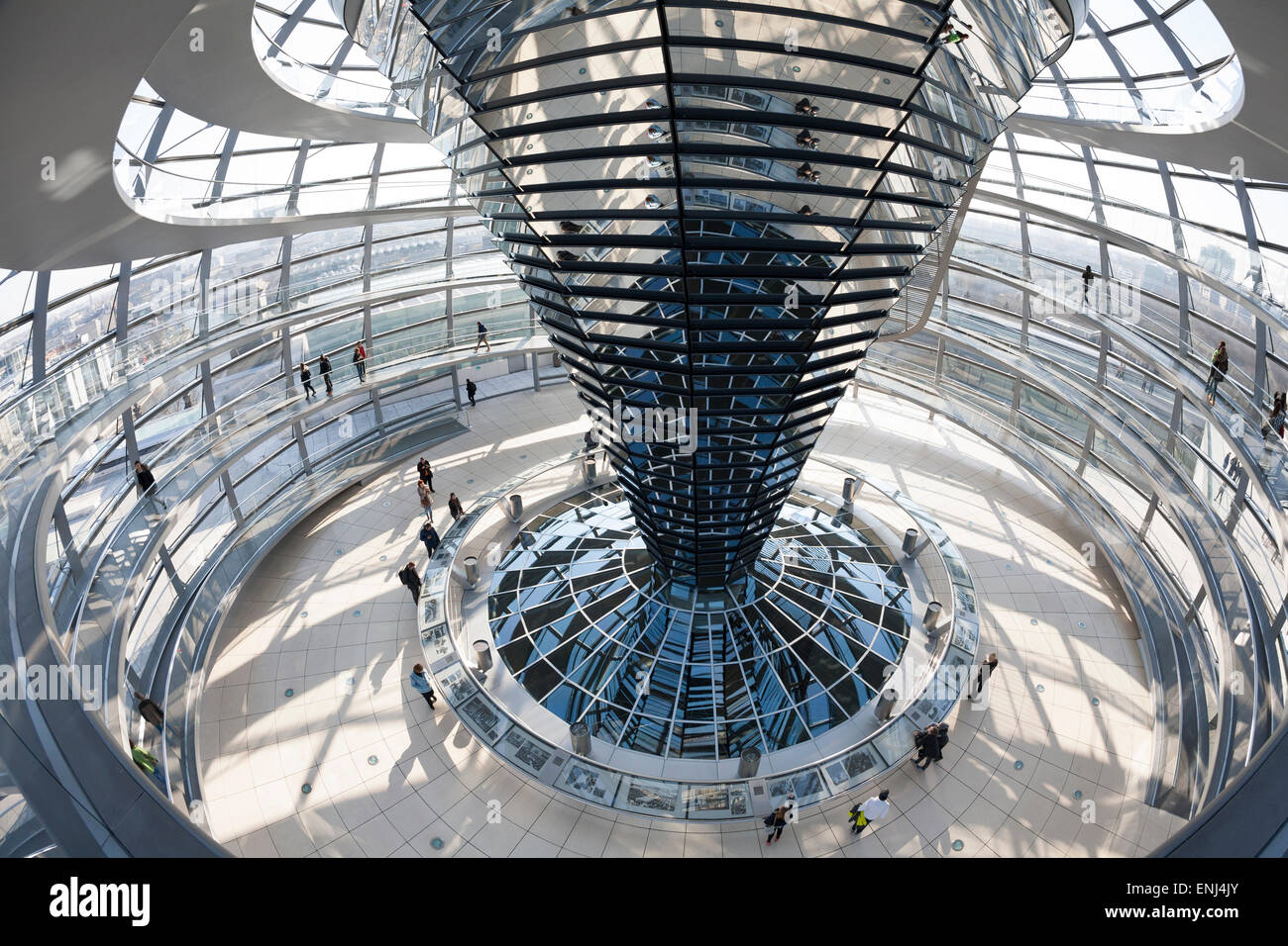 Interior of the cupola, designed by Sir Norman Foster, Reichstag German Parliament building Berlin, Germany Stock Photo