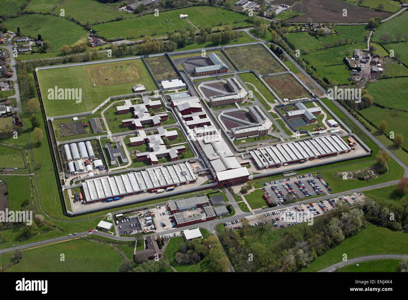 aerial view of part of HM Prison Garth near Leyland, Preston, Lancashire, UK Stock Photo